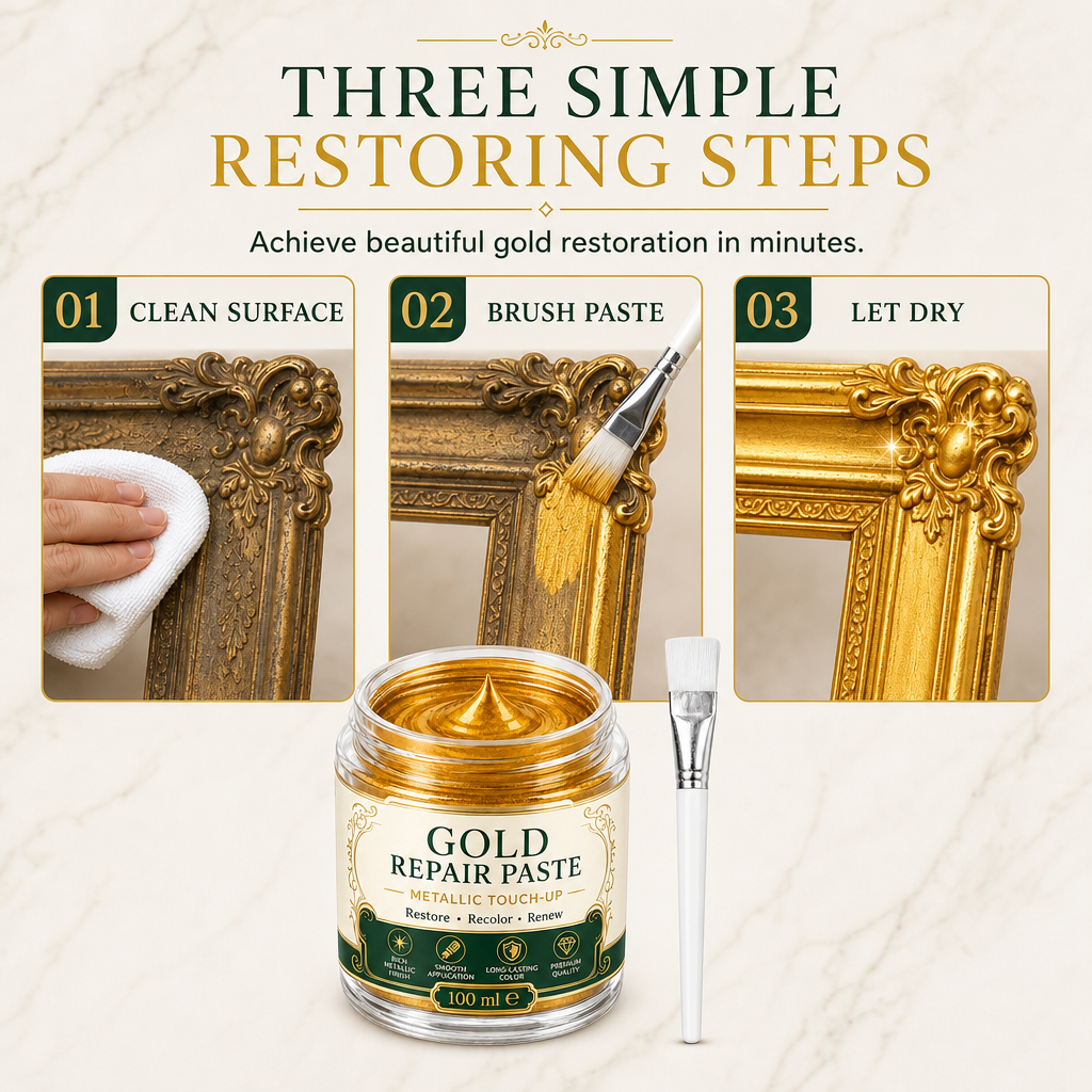 Gold Metallic Refinishing Repair Paste with Brush