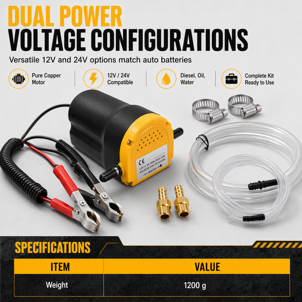 🔧 12V/24V Electric Oil Transfer Pump – Self-Priming Fluid Extractor ⚡