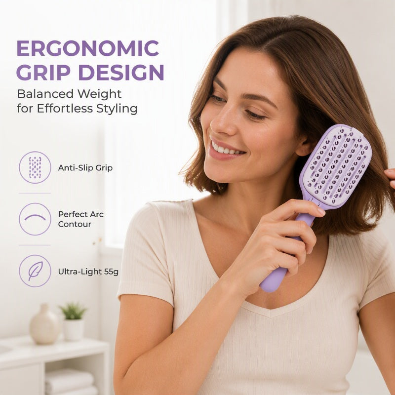 💜 Foldable Self-Cleaning Vent Hairbrush | Travel Ready