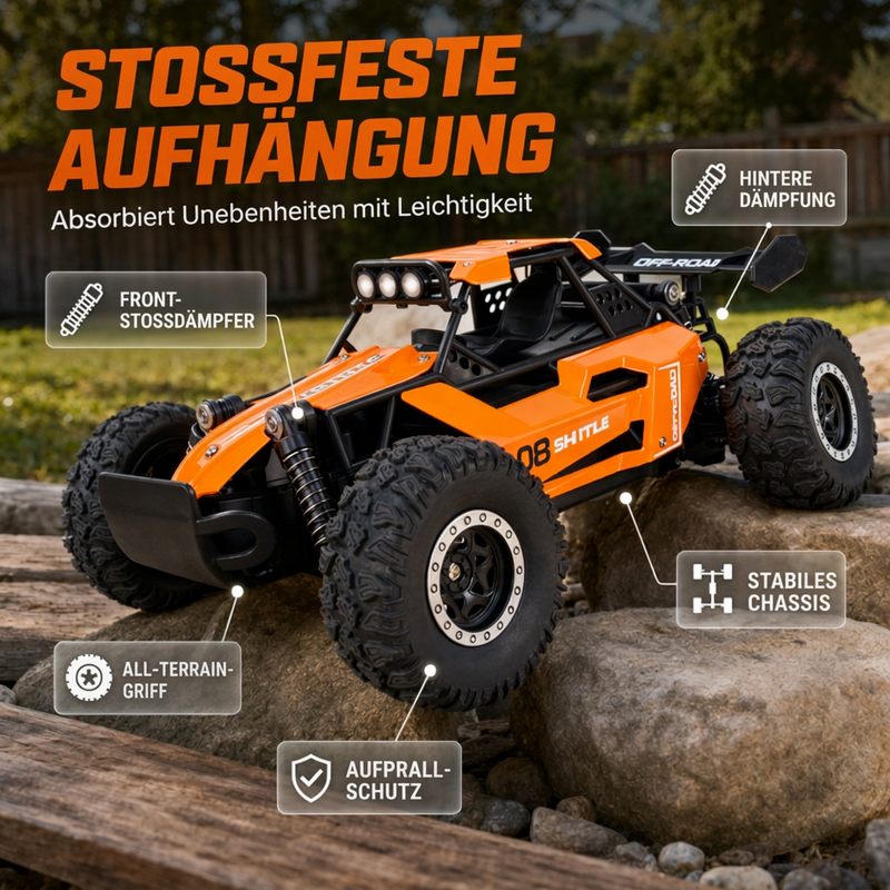 🏎️Race Any Terrain Instantly! No-Bump 4WD LED RC Car