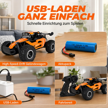 🏎️Race Any Terrain Instantly! No-Bump 4WD LED RC Car