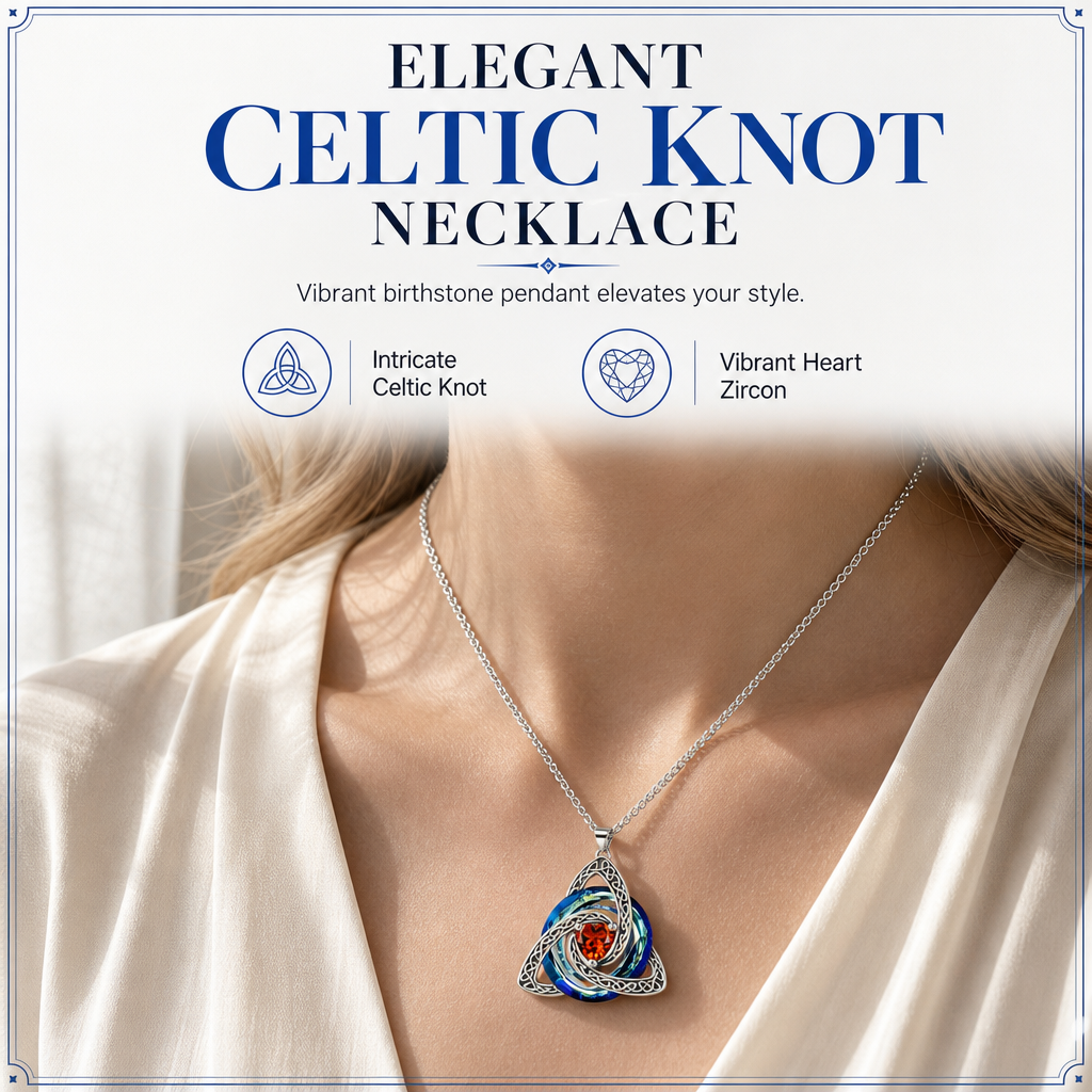 📿 50% dto. – ¡oferta limitada! Collar con colgante de nudo celta y piedra de nacimiento para mujer – diseño único y elegante. Regalo perfecto! ✨🌀