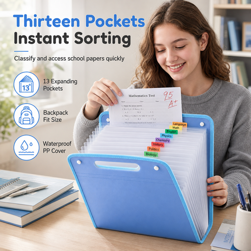 📂 50% OFF | Keep Schoolwork Organized with This Smart 13-Pocket A4 File Organizer ✨🎒