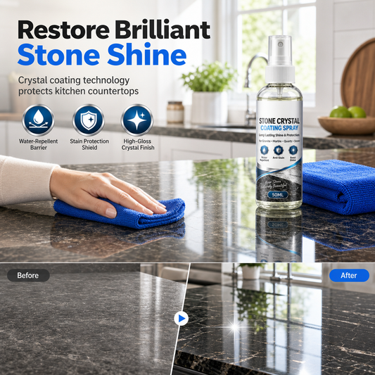 Stone Nanocrystal Plating Spray – restores shine, seals & protects marble, granite & quartz.