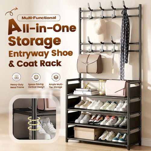 🎄LIMITED-TIME 50% OFF! ⏰Multi-Functional Entryway Shoe & Coat Rack