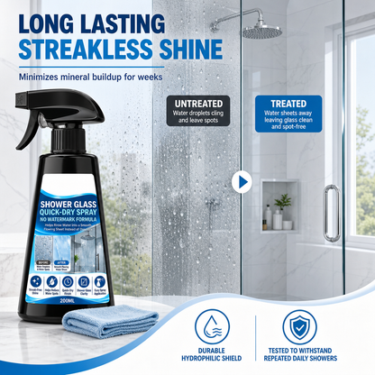 Quick Drying Shower Glass Spray with Towel