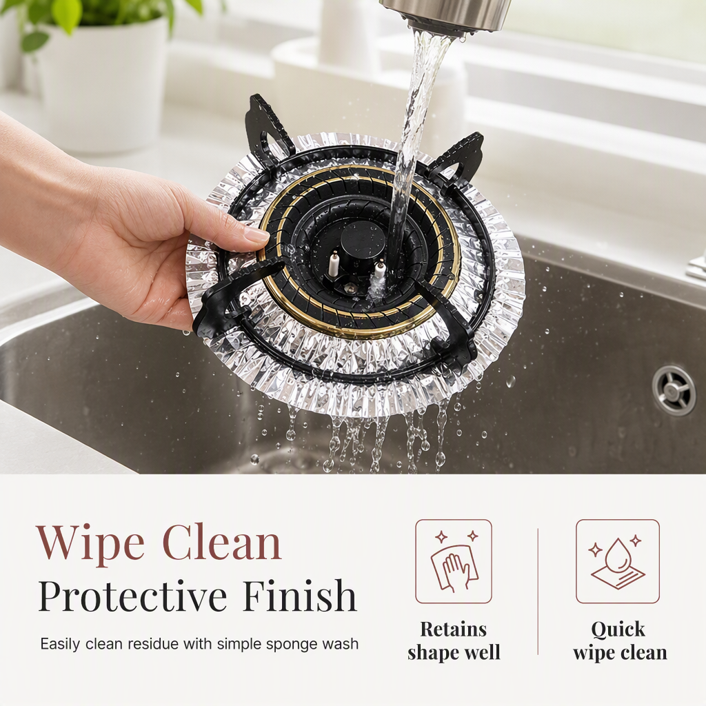 ⏳ Limited-Time Offer! ⏰ 10-Pack Heavy-Duty Foil Gas Stove Burner Liners – Keep Your Hob Clean & Protected with Deep Well Spill Capture 🍳