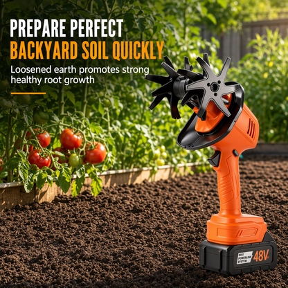 🌱 50% OFF NOW! 🔋 Cordless Mini Tiller – 21V Lithium Battery, Manganese Steel Blades & Ergonomic Grip – Portable Garden Soil Loosener & Weeder 🏡