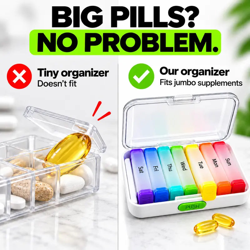 💊 Detachable Weekly Rainbow Pill Organizer - Moisture Proof Vitamin Case 🌈