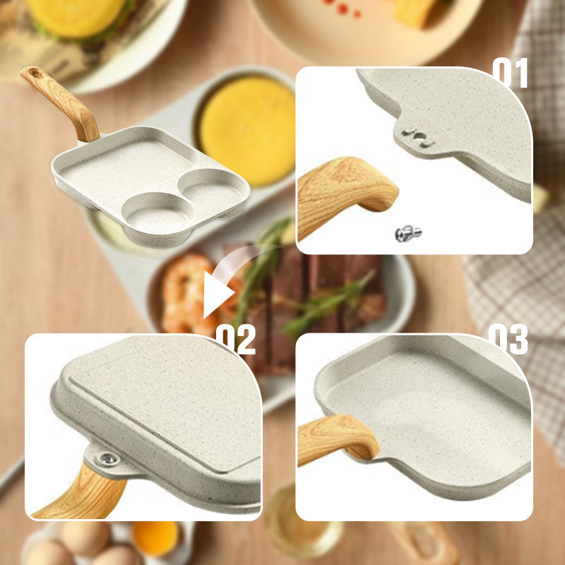 🍳 3-In-1 Split Non-Stick Frying Pan - Divided Breakfast Skillet for Eggs & Burgers 🥞