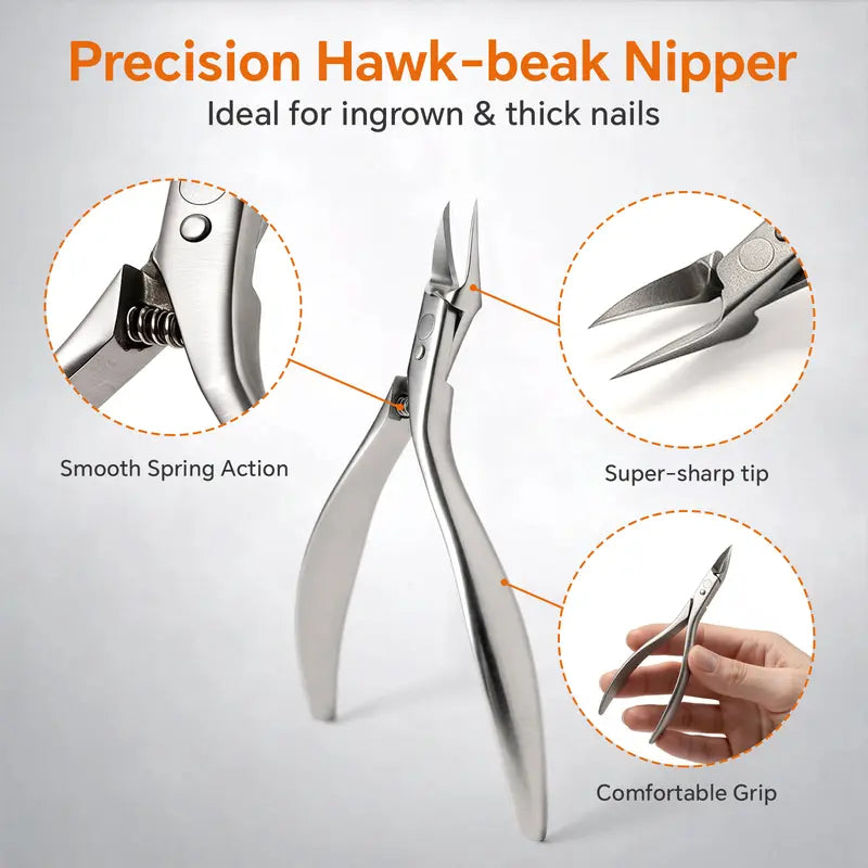 Stainless Steel Ingrown Toenail Clipper and Dead Skin Nipper 2 Piece Manicure Set