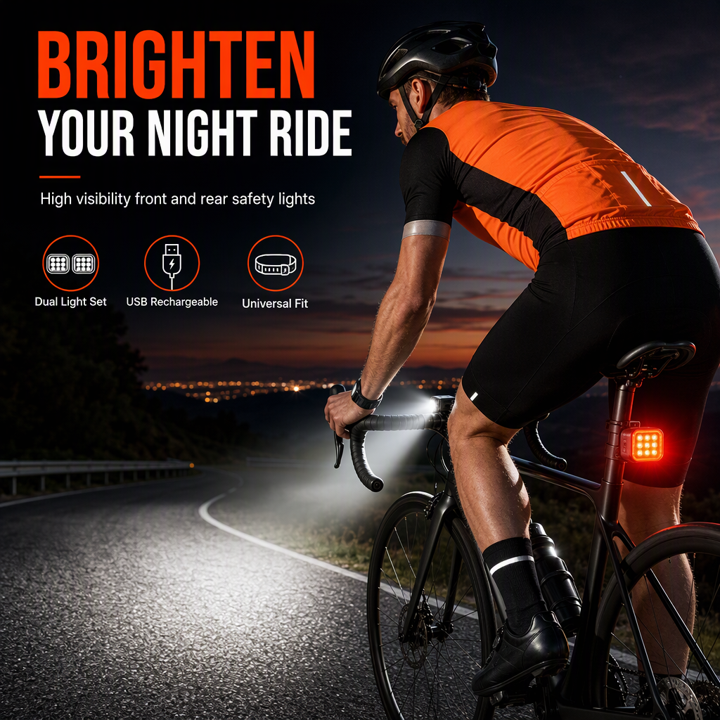 Bike Light Set | Bright Front Headlight & Rear Taillight for Night Riding