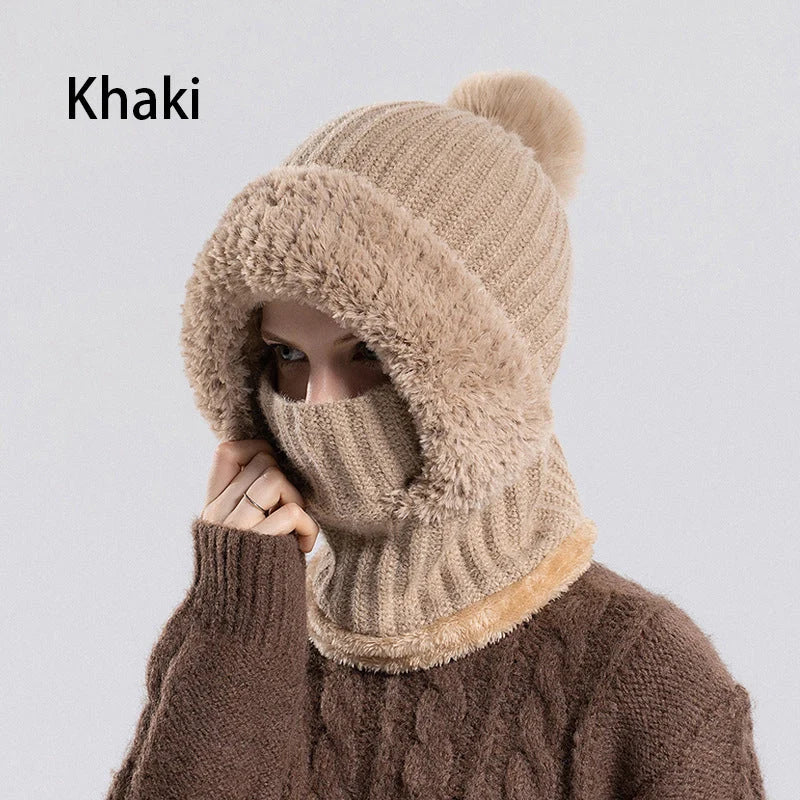 🎉🎁70% OFF!!!-Ready for Winter!!!❄️✨Women’s 3-in-1 Fleece-Lined Knit Balaclava Hat with Scarf & Face Cover🧣