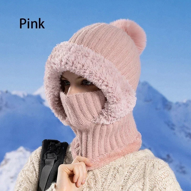 🎉🎁70% OFF!!!-Ready for Winter!!!❄️✨Women’s 3-in-1 Fleece-Lined Knit Balaclava Hat with Scarf & Face Cover🧣