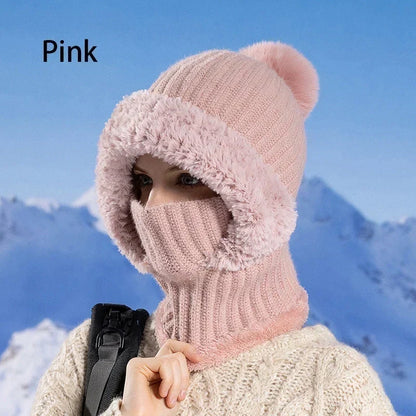 🎉🎁70% OFF!!!-Ready for Winter!!!❄️✨Women’s 3-in-1 Fleece-Lined Knit Balaclava Hat with Scarf & Face Cover🧣