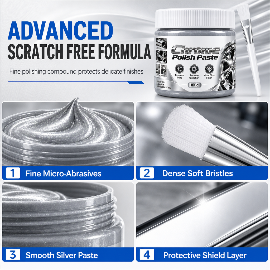 ✨🔥 50% OFF – Chrome & Metal Polish Paste with Brush, Oxidation Remover