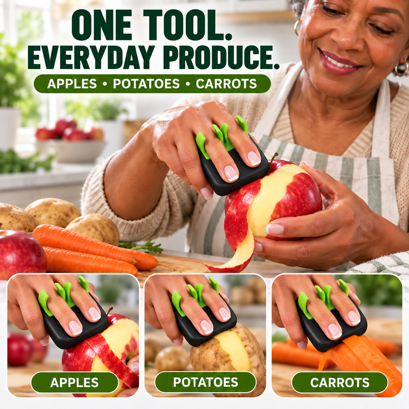 Ergonomic Two-Finger Fruit and Vegetable Peeler