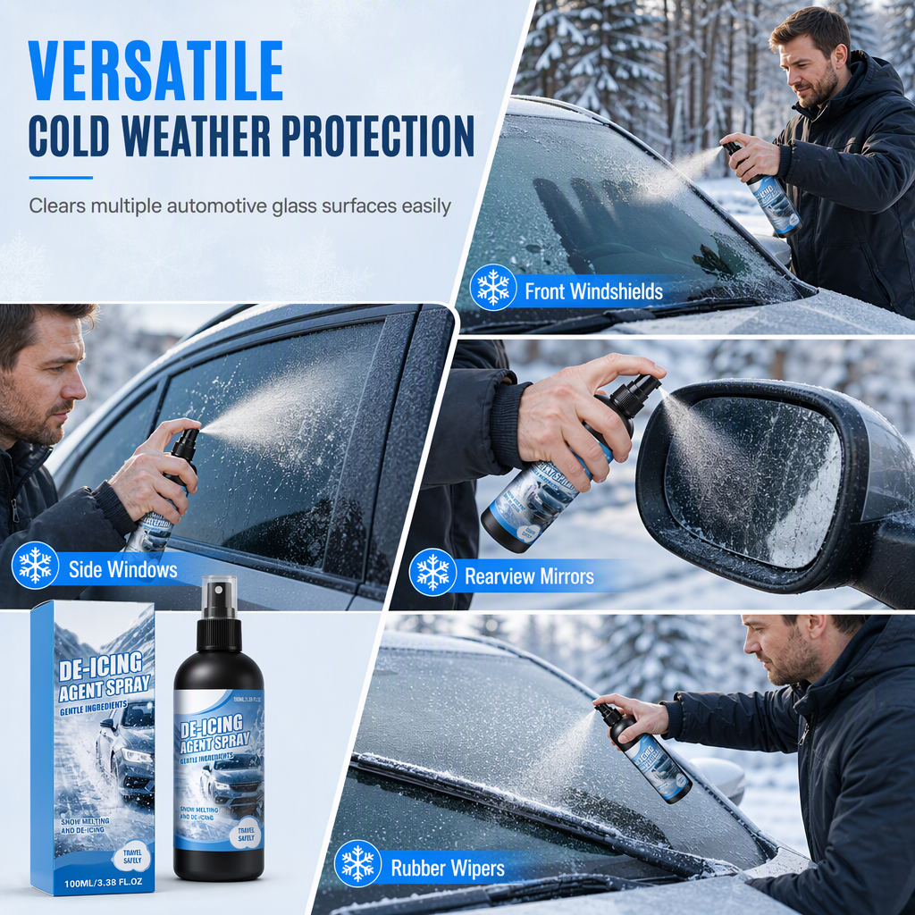Car Windshield and Window Glass De-Icing and Snow Melting Spray for Winter