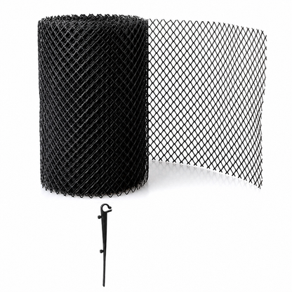 Thickened Plastic Gutter Guard Mesh Roll 15cm x 6m Leaf Filter Net with 10 Fixing Pegs for Roof Eaves Protection