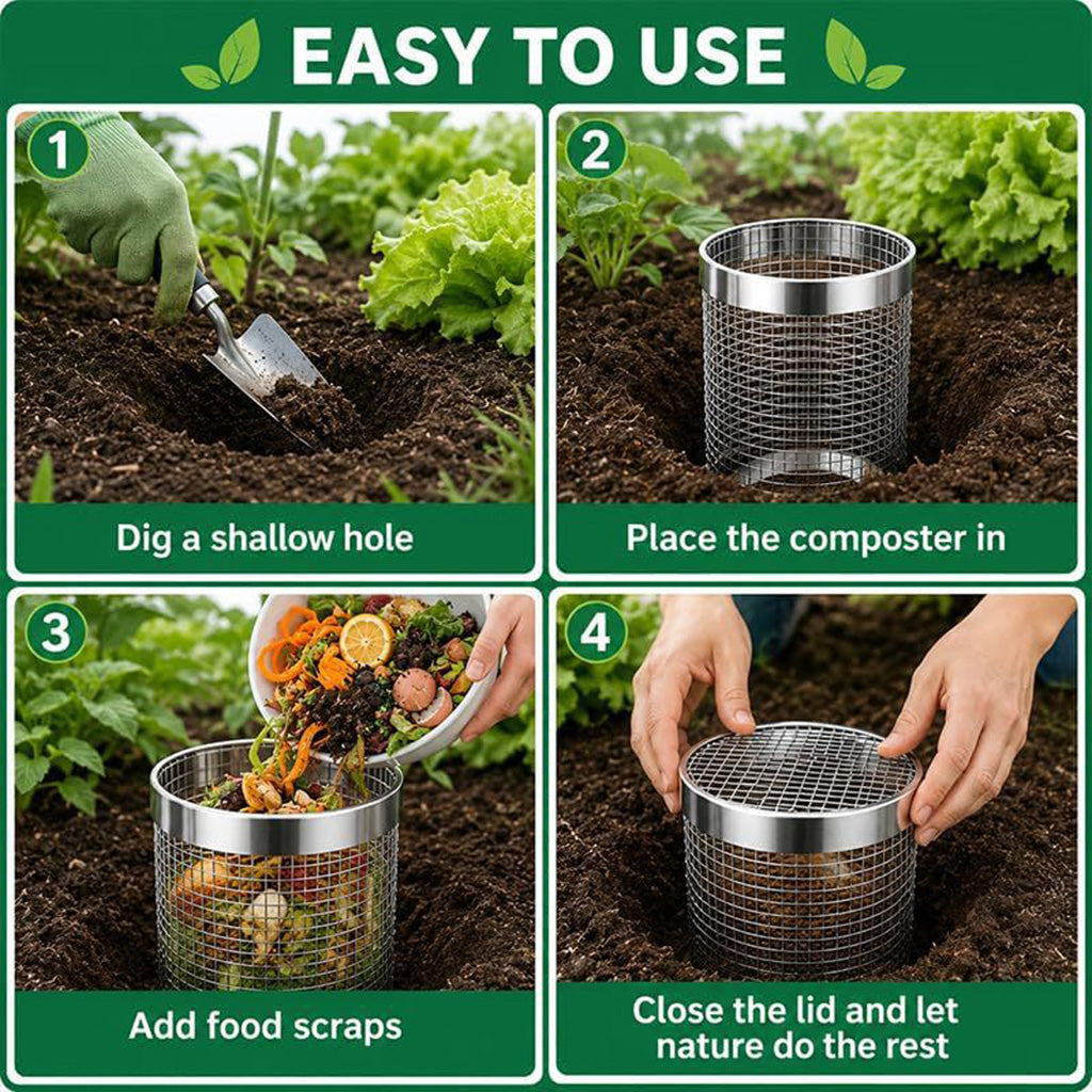 Stainless Steel Worm Composting Tube for Gardens
