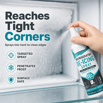 Fast-Acting Refrigerator Defrost Spray | No-Scratch Ice Remover with Free Scraper for Freezers & Deep Fridges