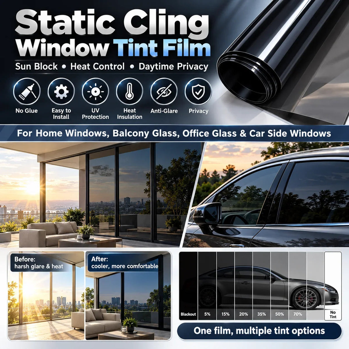 🛡️Multi-Purpose Scratch-Resistant Window Tint Film