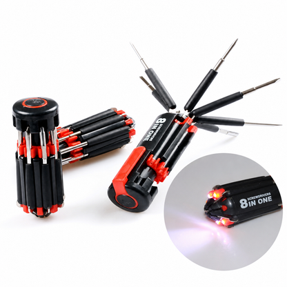 🎉📢📢50% OFF !! ⏰🔧8-in-1 Folding Screwdriver – Built-In LED Work Light & Flashlight