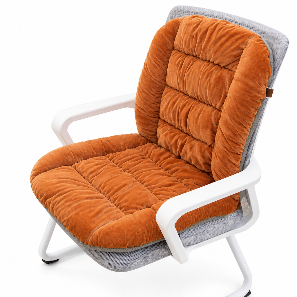 Winter Thickened Plush Integrated Heated Seat Cushion with Backrest Removable and Washable Warm Chair Pad for Office and Student Desk Chairs