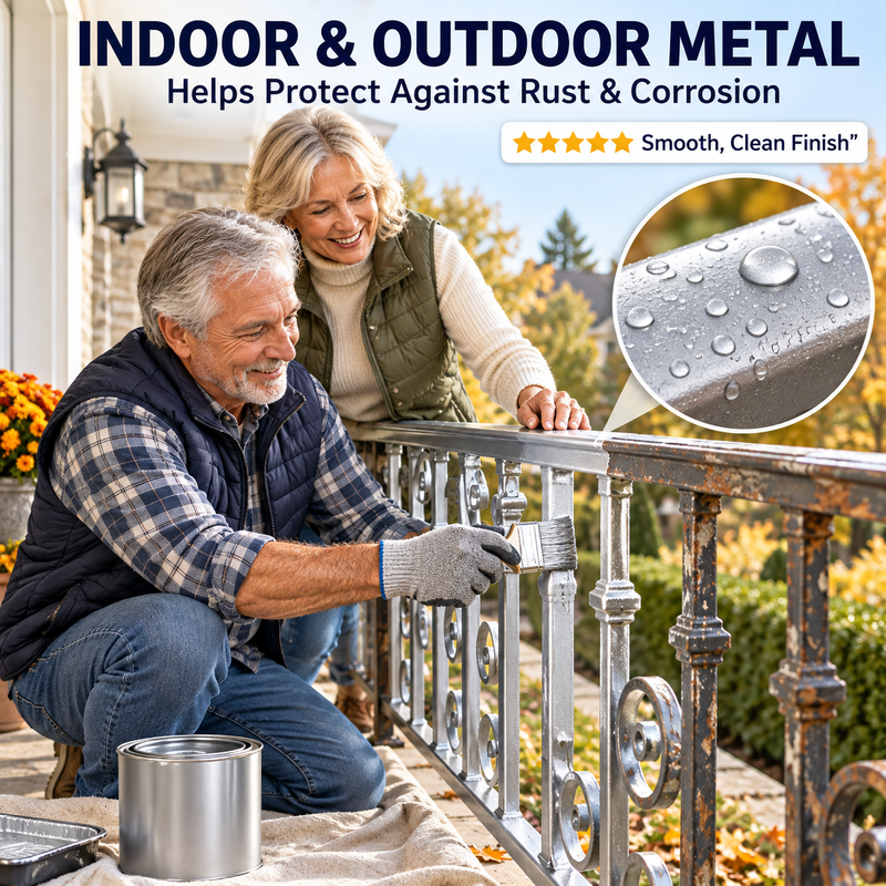 🏆 Last Day Special Price! 🎨 Water-Based Metallic Silver Paint for Metal Renovation
