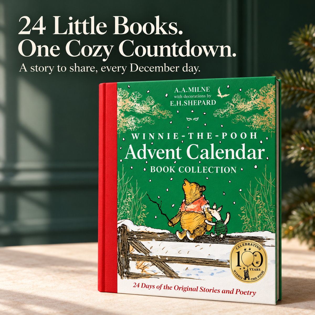 🎄 Winnie-the-Pooh 24-Day Storybook Advent Calendar 📚 | 24 Mini Hardcover Books of Classic Stories & Poetry ✨ Christmas Countdown Gift for Kids, Families & Book Lovers 🎁