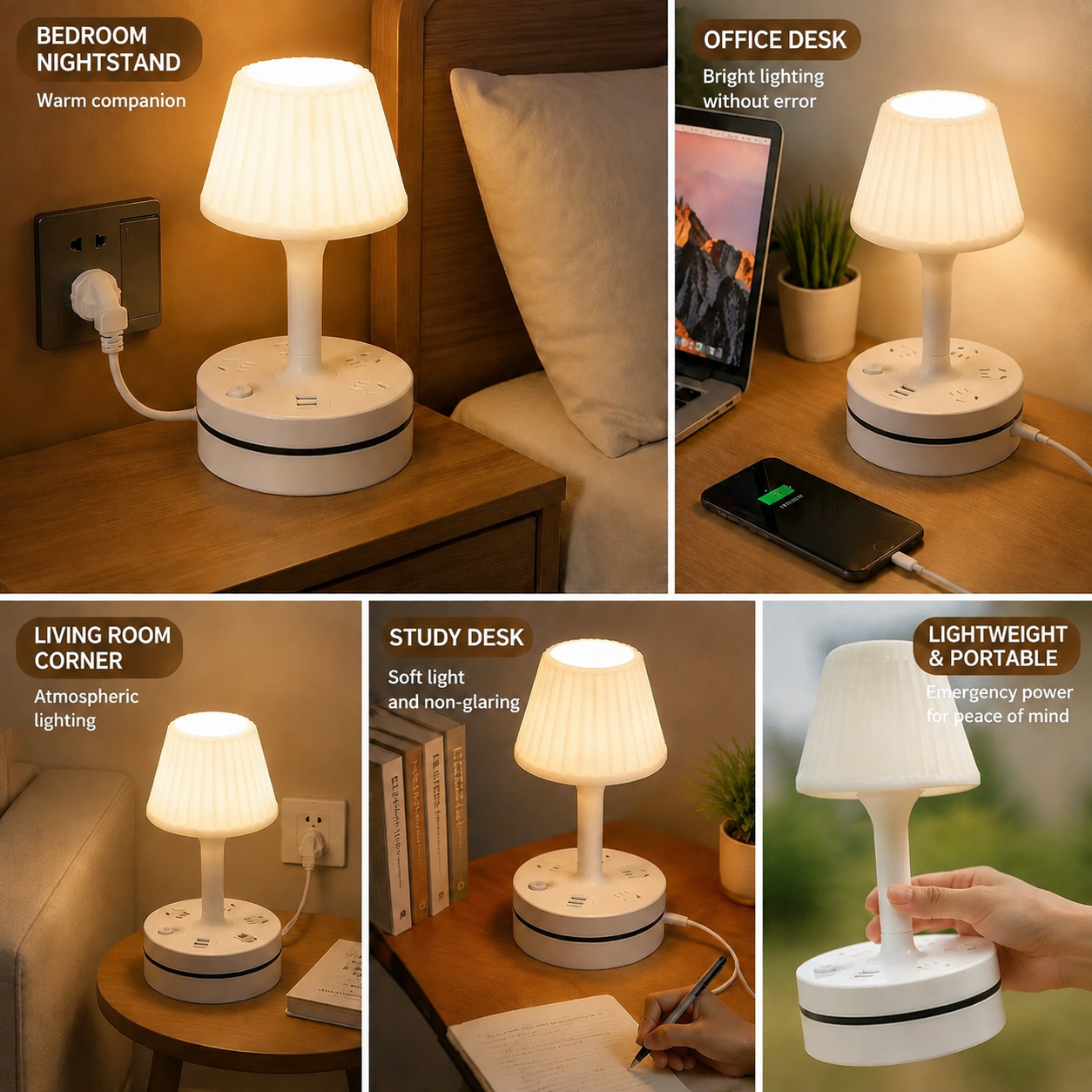 💡 Bedside Lamp + Charging Station – Light & Power in One