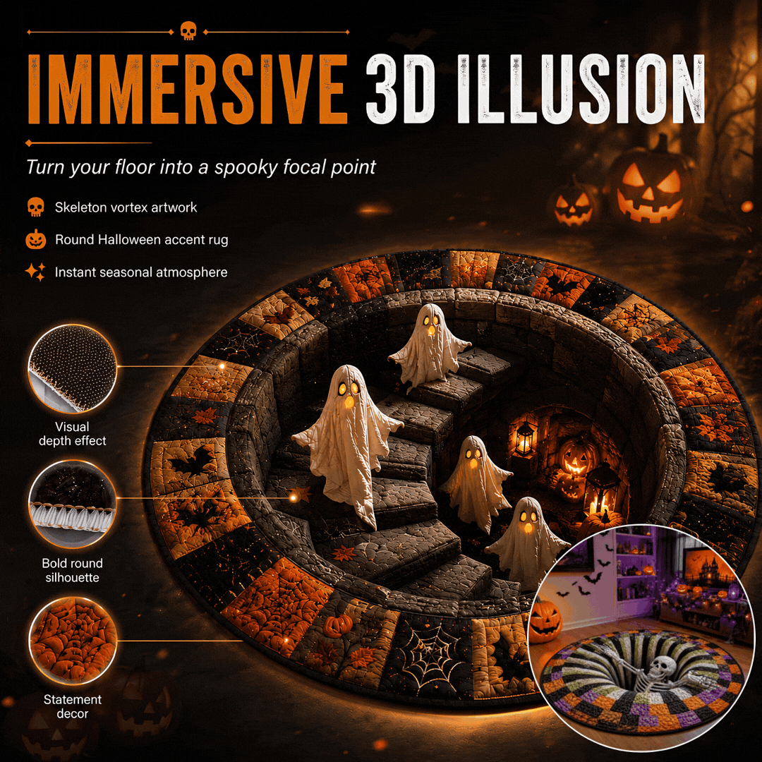 👻 3D Vortex Round Rug- Halloween Room Decor