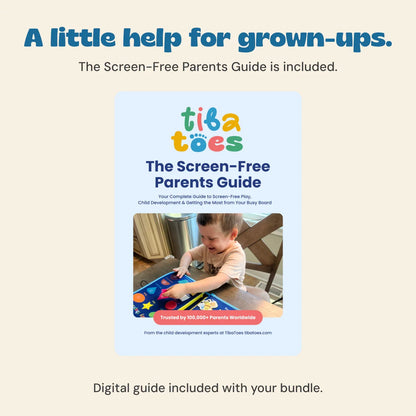Original Screen-Free Parents Guide cover on warm beige, clearly identified as the included digital guide.