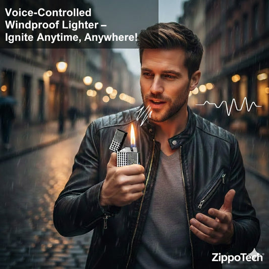 💥Voice-Activated Metal Windproof Lighter | 4 Smart Ignition Modes & USB Rechargeable
