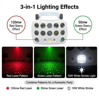 3-in-1 DJ Party Lights – RGBW Derby Beam, Sound Activated + Remote 🎶✨